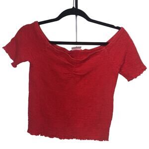 Abound Ruched Crop Top Red